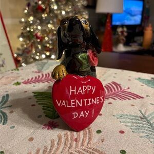 Blue Sky Valentine's Day Dachshund Figurine with Red Heart